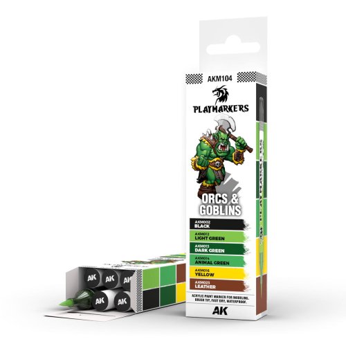 Przejdź do produktu AK Interactive AKM104 - Zestaw 6 markerów do malowania figurek Playmarkers Orcs & Goblins