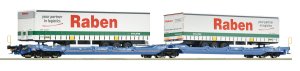 Roco 6600117 H0 - Podwójny wagon platforma typu T3000e z naczepami, VTG, ep.VI