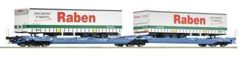 Przejdź do produktu Roco 6600117 H0 - Podwójny wagon platforma typu T3000e z naczepami, VTG, ep.VI