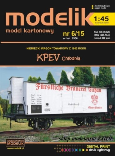 Przejdź do produktu MODELIK 1506 - 1:45 KPEV chłodnia - niemiecki wagon towarowy z 1902 r