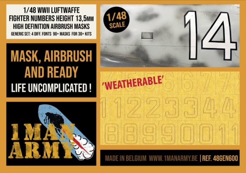 Przejdź do produktu 1 Man Army 48GEN600 - 1:48 WWII Luftwaffe Fighter Numbers Height 13,5 mm