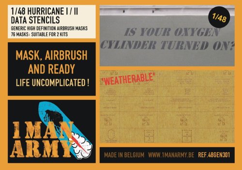 Przejdź do produktu 1 Man Army 48GEN301 - 1:48 Hurricane I/II Data Stencils