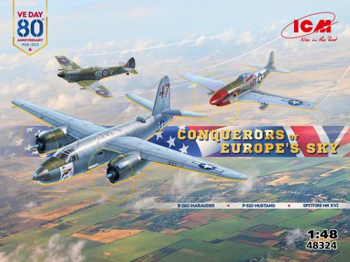 Przejdź do produktu ICM 48324 - 1:48 Conquerors of Europe's Sky - Marauder, Mustang, Spitfire