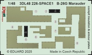 Eduard 3DL48226 - 1:48 B-26G Marauder cockpit insulation & armour plates Space 3D Decals