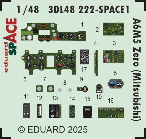 Przejdź do produktu Eduard 3DL48222 - 1:48 A6M5 Zero Mitsubishi Space 3D Decals + PE