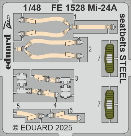 Przejdź do produktu Eduard FE1528 - 1:48 Mi-24A seatbelts - Steel