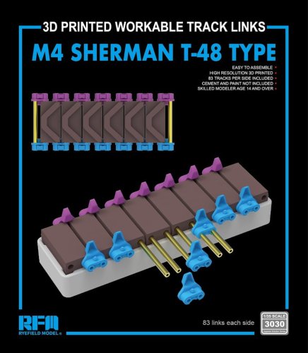 Przejdź do produktu Rye Field Model 3030 - 1:35 M4 Sherman T-48 Type 3D Printed Workable Tracks