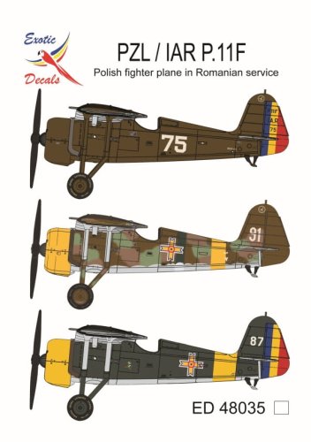 Przejdź do produktu Exotic Decals 48035 - 1:48 PZL / IAR P.11F - Polish Fighter Plane in Romanian Service