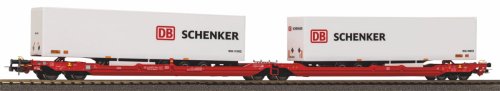 Przejdź do produktu PIKO 24626 H0 - Podwójny wagon platforma typu T3000e z 2 kontenerami Schenker, DB AG, ep.VI