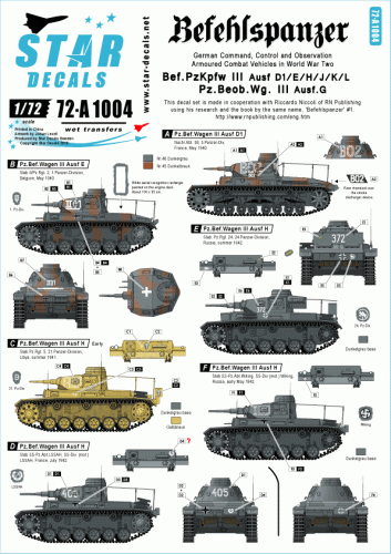 Przejdź do produktu STAR DECALS 72-A1004 - 1:72 Befehlspanzer # 2. Bef.Pz. III Ausf D1/E/H/J/K/L and Beob.Pz III Ausf G.
