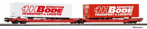 Przejdź do produktu PIKO 24625 H0 - Podwójny wagon platforma typu T3000e z naczepami Bode, DB AG, ep.VI