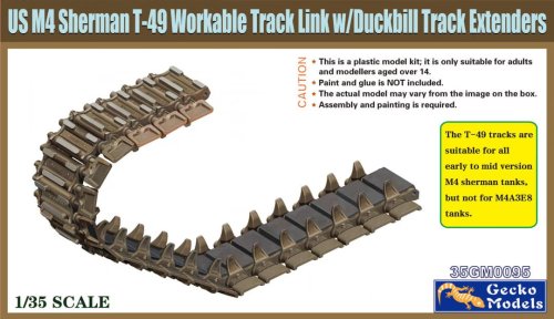 Przejdź do produktu Gecko Models 35GM0095 - 1:35 US M4 Sherman T-49 Workable Track Link w/ Duckbill Track Extenders
