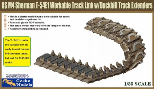 Przejdź do produktu Gecko Models 35GM0094 - 1:35 US M4 Sherman T-54E1 Workable Track Link w/ Duckbill Track Extenders