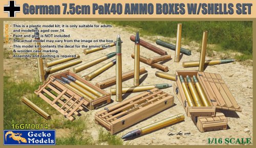Przejdź do produktu Gecko Models 16GM0014 - 1:16 German 7,5 cm Pak 40 Ammo Boxes w/Shells Set