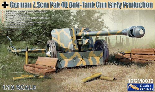 Przejdź do produktu Gecko Models 16GM0012 - 1:16 German 7,5 cm Pak 40 Anti-Tank Gun Early Prod.