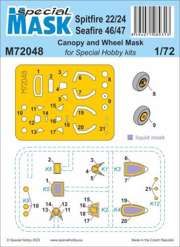 Przejdź do produktu Special Hobby M72048 - 1:72 Spitfire Mk.22/24 and Seafire Mk.46/47 Mask