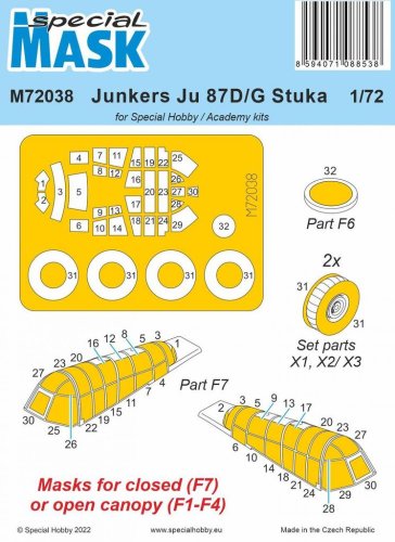 Przejdź do produktu Special Hobby M72038 - 1:72 Junkers Ju 87D/G Stuka Mask / for Special Hobby and Academy Kits