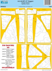 Special Hobby M48022 - 1:48 AJ/JA/SF-37 Viggen (Single Seater) Splinter Camo Mask