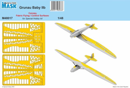 Przejdź do produktu Special Hobby M48017 - 1:48 Grunau Baby IIB Mask Canopy, Fabric Flying / Control Surfaces
