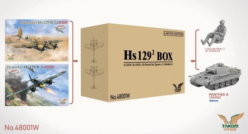 Przejdź do produktu Takom 48001W - 1:48 Hs 129 B2 + Hs 129 B3 + 3D Printed Set Figures x 2 + Panther A