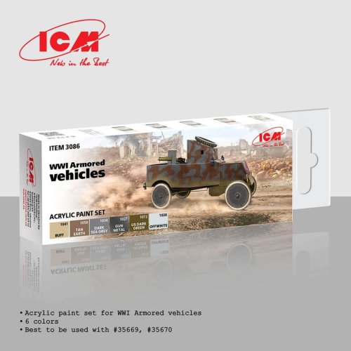 Przejdź do produktu ICM 3086 - Zestaw farb WWI Armored vehicles