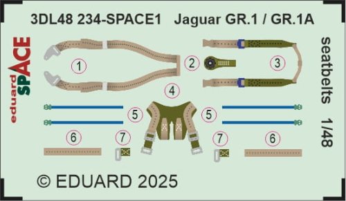 Przejdź do produktu Eduard 3DL48234 - 1:48 Jaguar GR.1 / GR.1A seatbelts Space 3D Decals