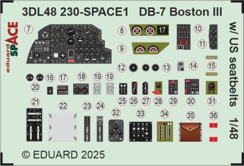 Przejdź do produktu Eduard 3DL48230 - 1:48 DB-7 Boston III w/ US seatbelts Space 3D Decals + PE