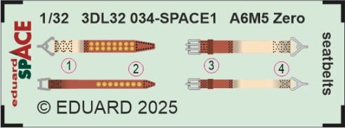Przejdź do produktu Eduard 3DL32034 - 1:32 A6M5 Zero seatbelts Space 3D Decals