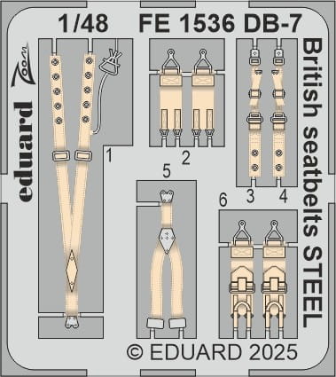 Przejdź do produktu Eduard FE1536 - 1:48 DB-7 Boston III British seatbelts - Steel