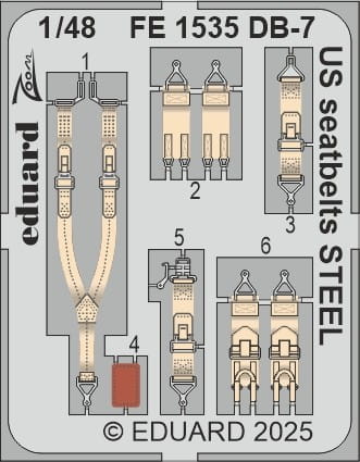 Przejdź do produktu Eduard FE1535 - 1:48 DB-7 Boston III US seatbelts - Steel