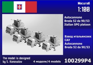 Zebrano 100-299P4 - 1:100 Autocannone Breda 52 da 90/53 Italian SPG Platoon 4 pcs