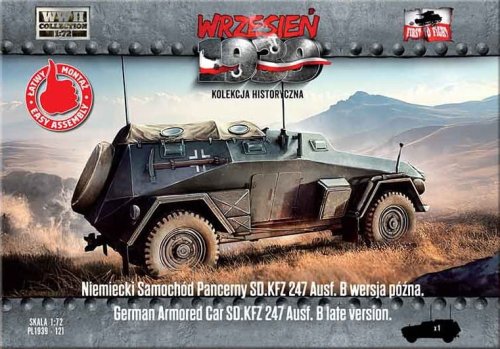 Przejdź do produktu First To Fight 121 - Wrzesień 1939 - 1:72 Niemiecki Samochód Pancerny Sd. Kfz. 247 Ausf. B Wersja Późna - Gazetka w zestawie z modelem