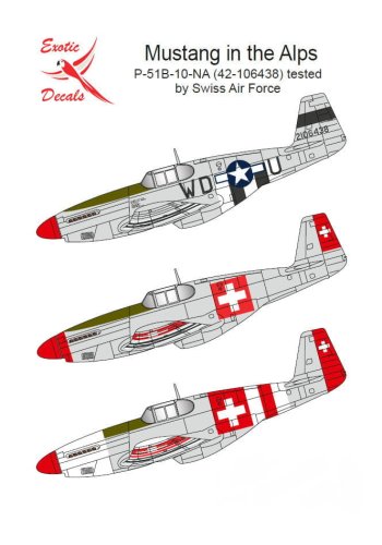 Przejdź do produktu Exotic Decals 32024 - 1:32 Mustang in The Alps P-51B-10-NA Tested by Swiss Air Force