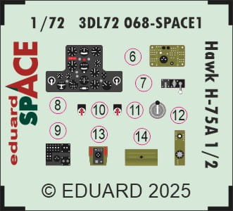 Przejdź do produktu Eduard 3DL72068 - 1:72 Hawk H-75A 1/2 Space 3D Decals + PE