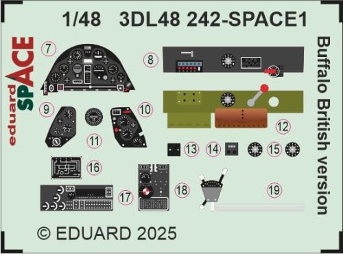 Przejdź do produktu Eduard 3DL48242 - 1:48 Buffalo British version Space 3D Decals + PE