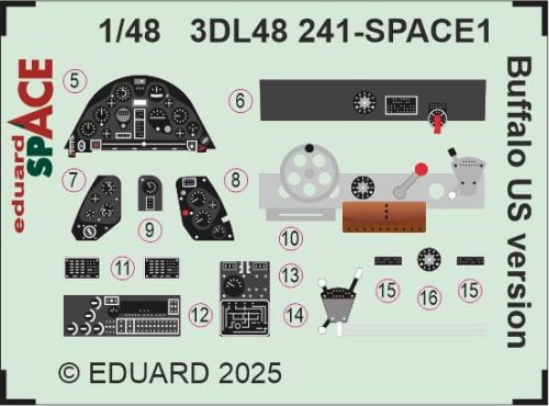 Przejdź do produktu Eduard 3DL48241 - 1:48 Buffalo US version Space 3D Decals + PE