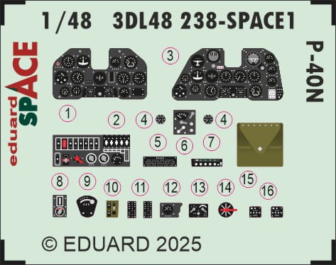 Przejdź do produktu Eduard 3DL48238 - 1:48 P-40N Space 3D Decals + PE