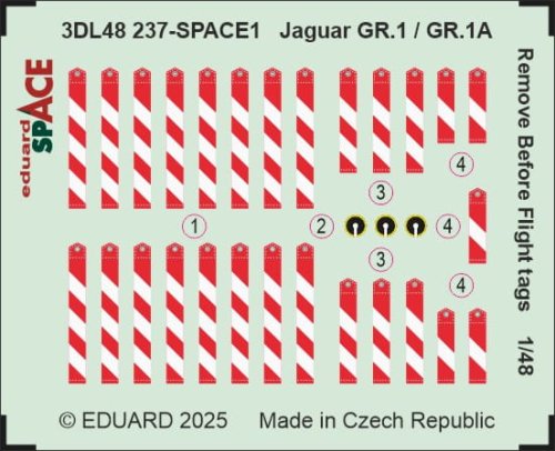 Przejdź do produktu Eduard 3DL48237 - 1:48 Jaguar GR.1 / GR.1A Remove Before Flighth tags Space 3D Decals