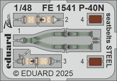 Przejdź do produktu Eduard FE1541 - 1:48 P-40N seatbelts - Steel