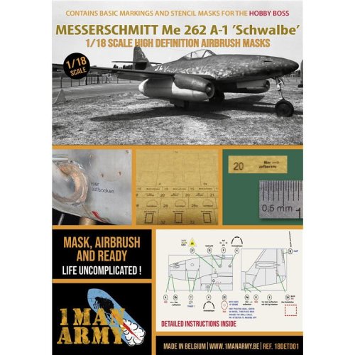 Przejdź do produktu 1 Man Army 18DET001 - 1:18 Messerschmitt Me 262 A-1 Schwalbe - Hobby Boss