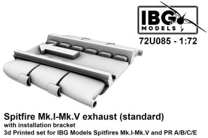 IBG 72U085 - 1:72 Spitfire Mk.I / Mk.V / PR exhaust standard with installation bracket 3D Printed Set