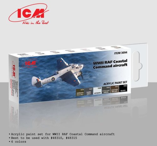 Przejdź do produktu ICM 3094 - Zestaw farb WWII RAF Coastal Command Aircraft