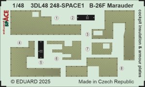 Eduard 3DL48248 - 1:48 B-26F Marauder cockpit insulation & armour plates Space 3D Decals