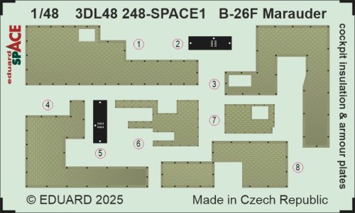 Przejdź do produktu Eduard 3DL48248 - 1:48 B-26F Marauder cockpit insulation & armour plates Space 3D Decals