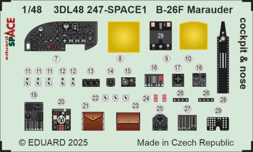 Przejdź do produktu Eduard 3DL48247 - 1:48 B-26F Marauder cockpit & nose Space 3D Decals + PE