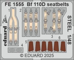 Eduard FE1555 - 1:48 Bf 110D seatbelts - Steel