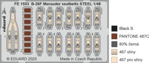 Eduard FE1553 - 1:48 B-26F Marauder seatbelts - Steel