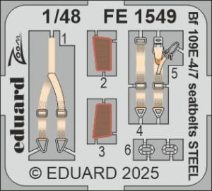 Eduard FE1549 - 1:48 Bf 109E-4/7 seatbelts - Steel