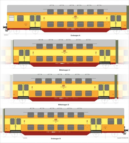 Przejdź do produktu Przedsprzedaż - Rivarossi HRS4435 H0 - Czeroczłonowy zespół wagonów piętrowych typu Bipa, seria Bhp, PKP, Słupsk, ep.V