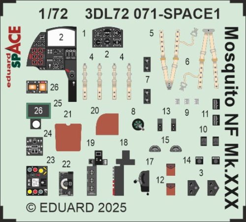 Przejdź do produktu Eduard 3DL72071 - 1:72 Mosquito NF Mk.XXX Space 3D Decals
